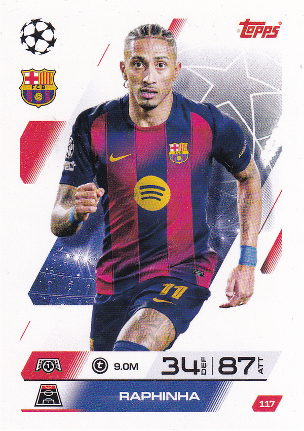 Raphinha - FC Barcelona - Topps Champions League 2025 - Basis Karte - Nr. 117