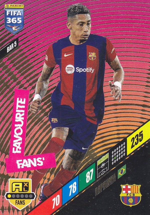 Raphinha / FC Barcelona / Panini Fifa 364 Jahr 2024 / Fans`Favourite Icon Fans / Nr.BAR 5