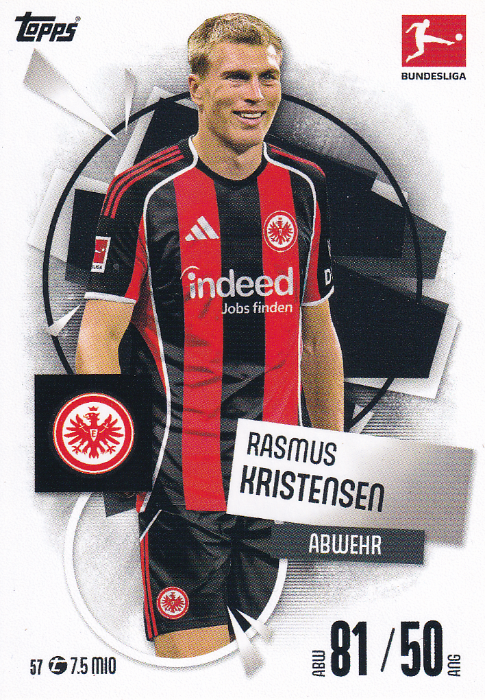 Rasmus Kristensen - Eintracht Frankfurt - Topps Match Attax 2025 - Basis Karte - Nr. 57