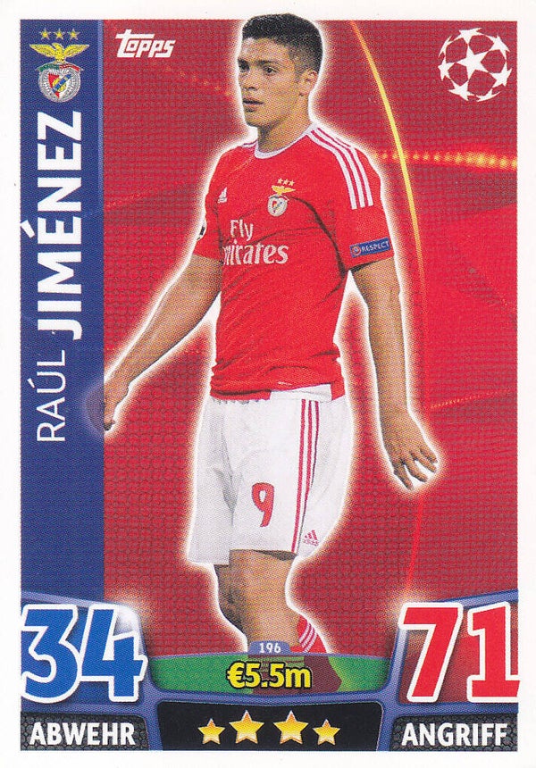 Raul Jimenez / Benfica Lissabon / Topps Champions League 2015 / Basis Karte / Nr.196
