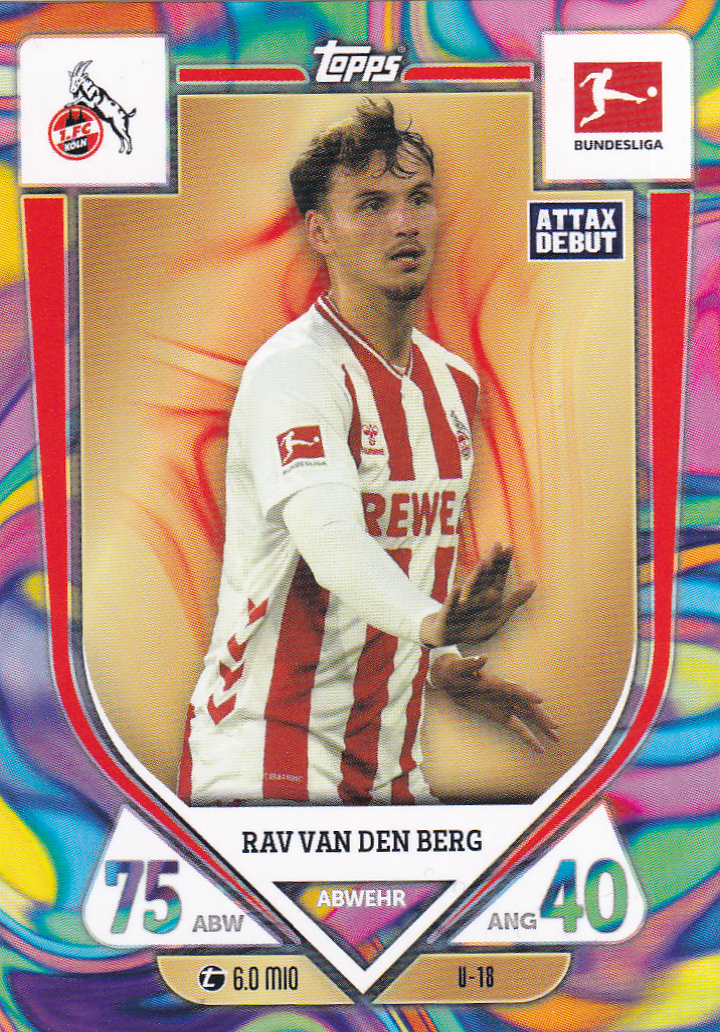 Rav van den Berg - 1.FC Köln - Topps Match Attax 2025 - Pink Edition Attax Debüt - Nr. U-18