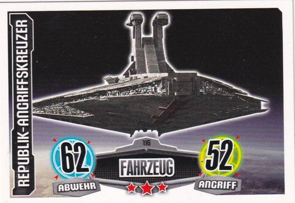 Republik - Angriffskreuzer - Topps Star Wars Force Attax 2012 - Fahrzeug - Die Republik - Nr. FAMOV1 116