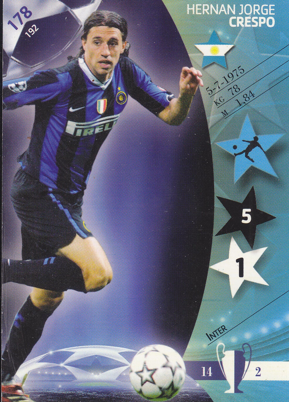Hernan Jorge Crespo / Inter Mailand / Panini Champions League 2007 / Basis Karte / Nr. 178