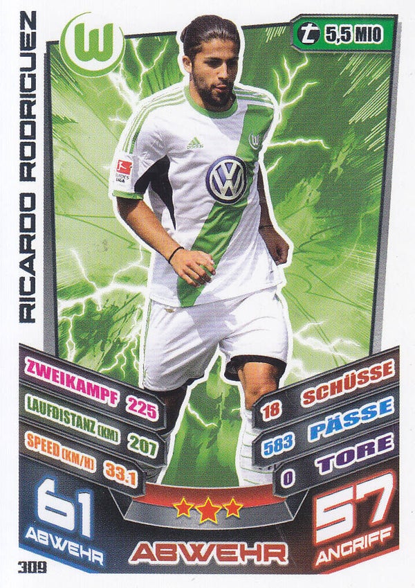 Ricardo Rodriguez / VFL Wolfsburg / Topps Match Attax 2013 / Basis Karte / Nr.309