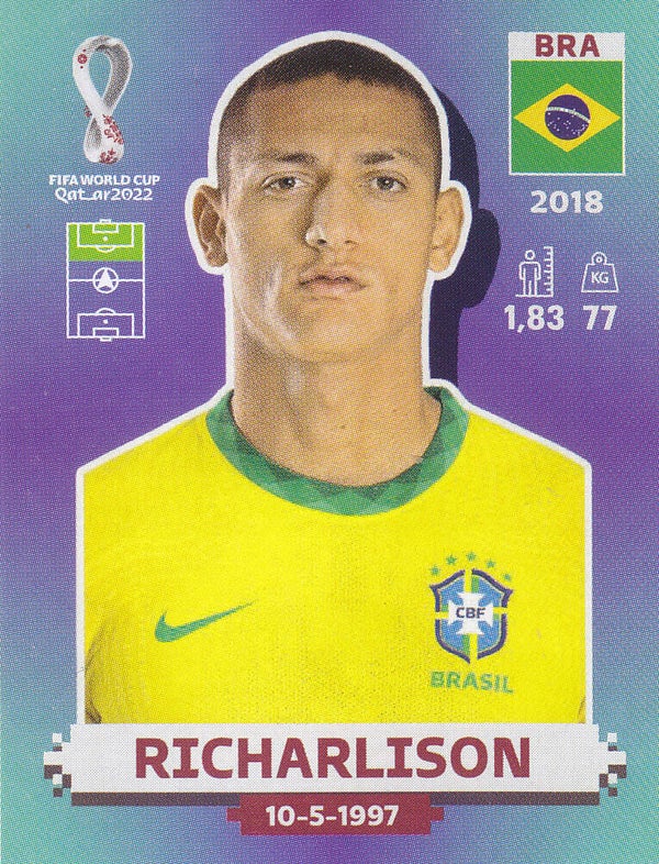Richarlison / Brasilien / Panini WM 2022 / Basis Bild / Nr. BRA 19