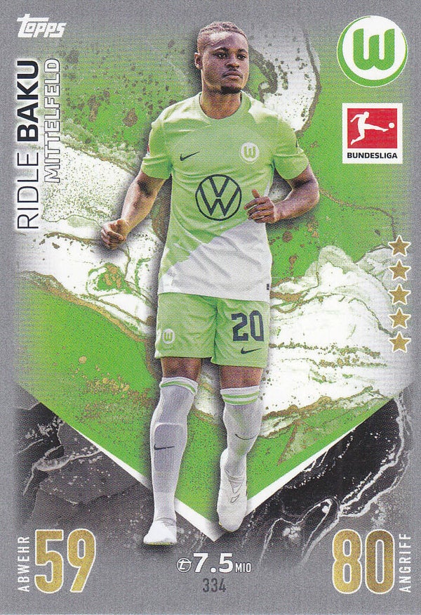 Ridle Baku / VFL Wolfsburg / Topps Match Attax 2023 / Basis Karte / Nr.334