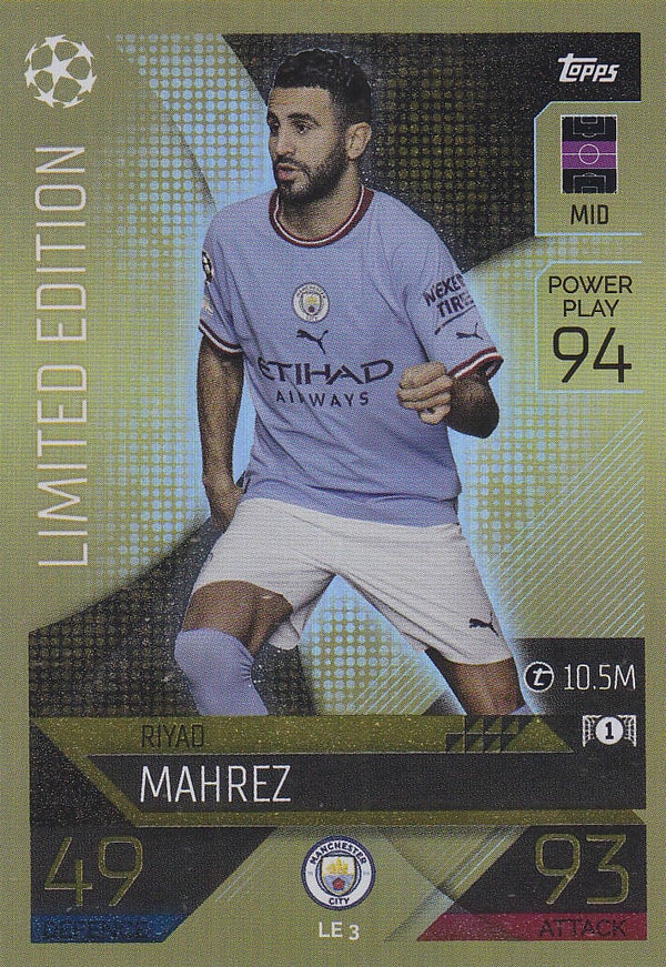 Riyad Mahrez - Manchester City - Topps Champions League 2022 - Limitierte Karte - Nr. LE3