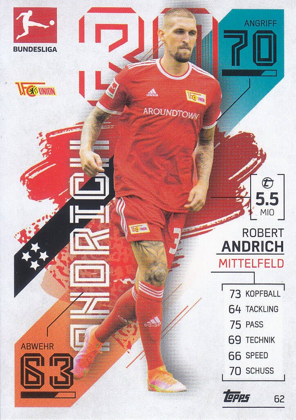 Robert Andrich - 1.FC Union Berlin - Topps Match Attax 2021 - Basis Karte - Nr. 62