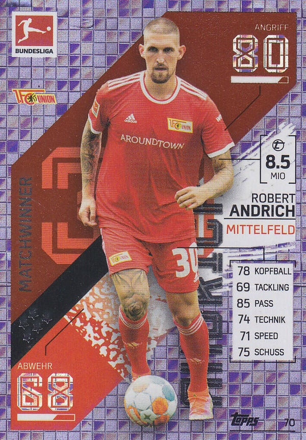 Robert Andrich / 1.FC Union Berlin/ Topps Match Attax 2021 / Matchwinner / Nr.70
