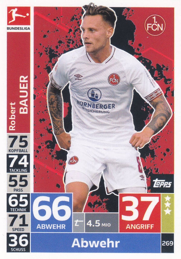 Robert Bauer / 1.FC Nürnberg / Topps Match Attax 2018 / Basis Karte / Nr. 269