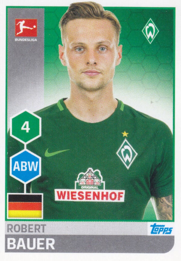 Robert Bauer / SV Werder Bremen / Topps Bundesliga 2017 / Basis Bild / Nr. 41