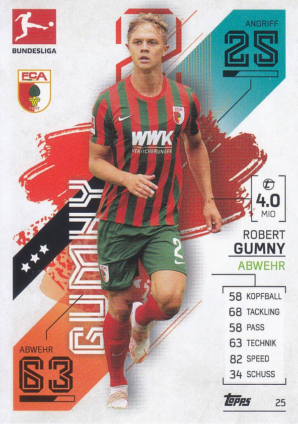 Robert Gumny / FC Augsburg / Topps Match Attax 2021 / Basis Karte / Nr.25