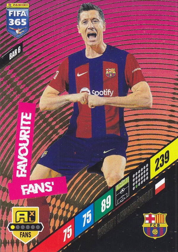 Robert Lewandowski / FC Barcelona / Panini Fifa 365 Jahr 2024 / Fans Favourite Icon Fans Karte / Nr. BAR6