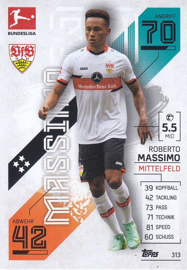 Roberto Massimo / VFB Stuttgart / Topps Match Attax 2021 / Basis Karte / Nr.313