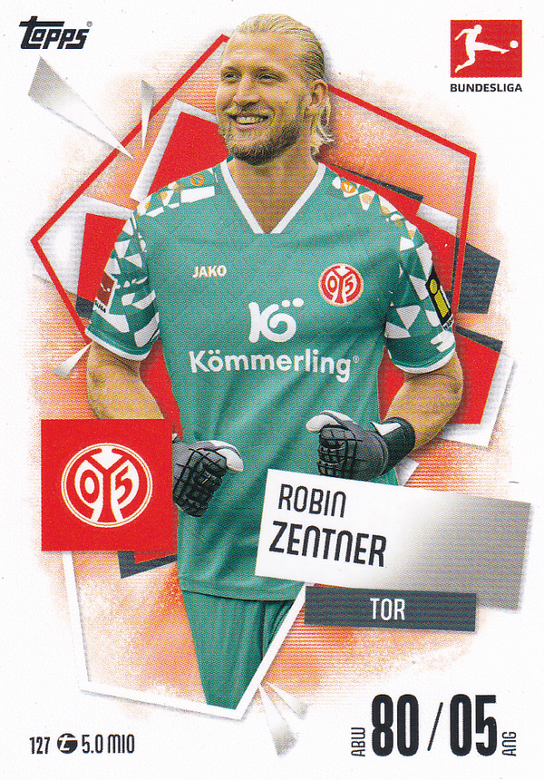 Robin Zentner - 1.FSV Mainz 05 - Topps Match Attax 2025 - Basis Karte - Nr. 127