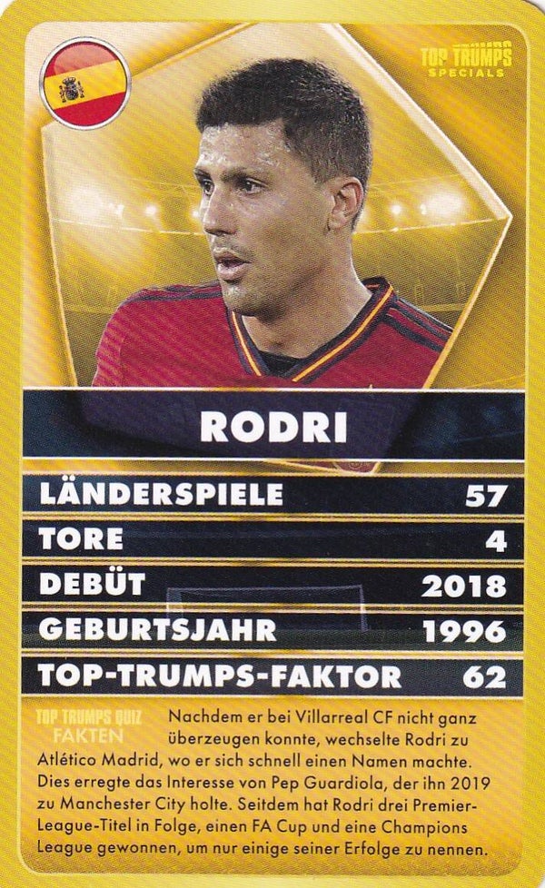 Rodri - Spanien - Top Trumps Specials - Welt Fussball Stars
