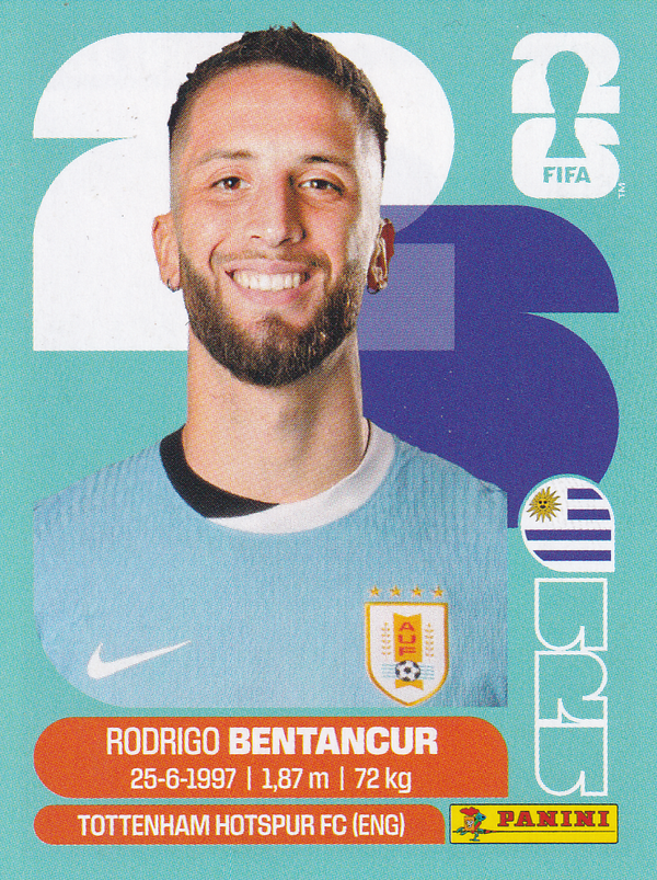 Rodrigo Bentancur - Uruquay - Panini WM 2026 - Basis Bild - URU12
