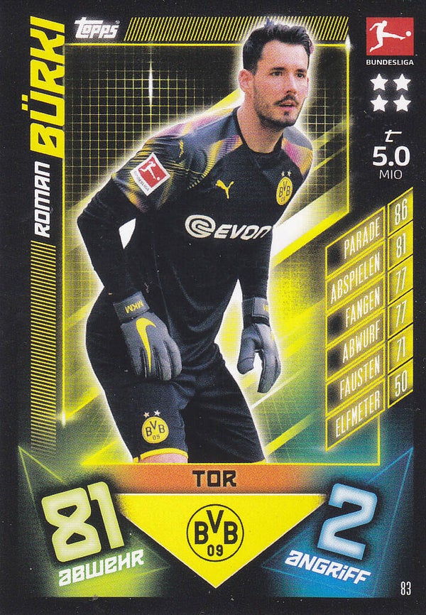 Roman Bürki / Borussia Dortmund / Topps Match Attax 2019 / Basis Karte / Nr.83