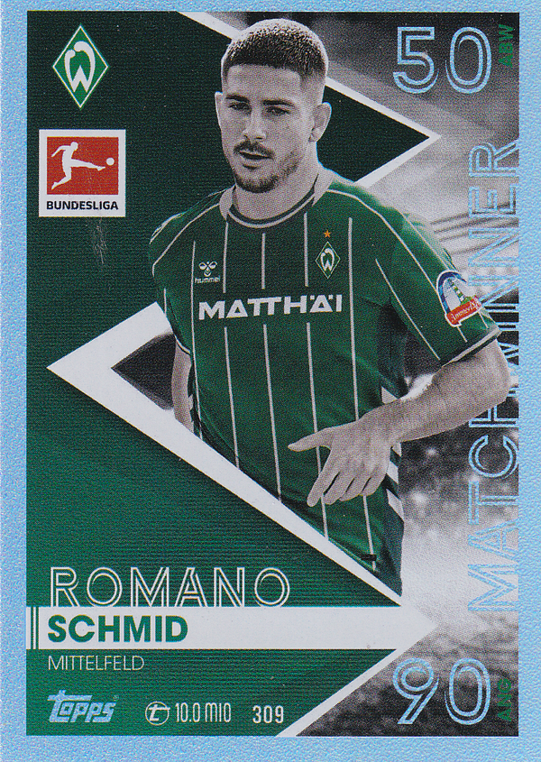 Romano Schmid - SV Werder Bremen - Topps Match Attax 2025 - Matchwinner - Nr. 309