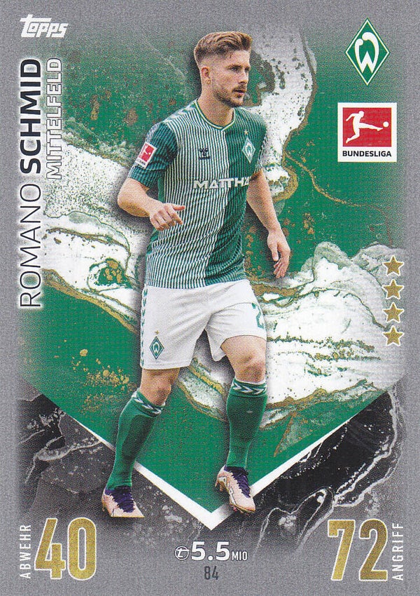 Romano Schmid / SV Werder Bremen / Topps Match Attax 2023 / Basis Karte / Nr.84