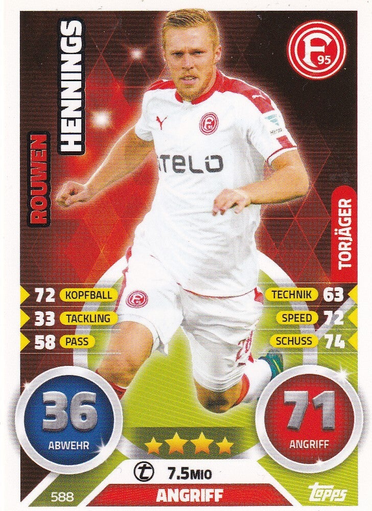 Rouwen Hennings / Fortuna Düsseldorf / Topps Match Attax 2016 / Basis Karte / Nr. 588