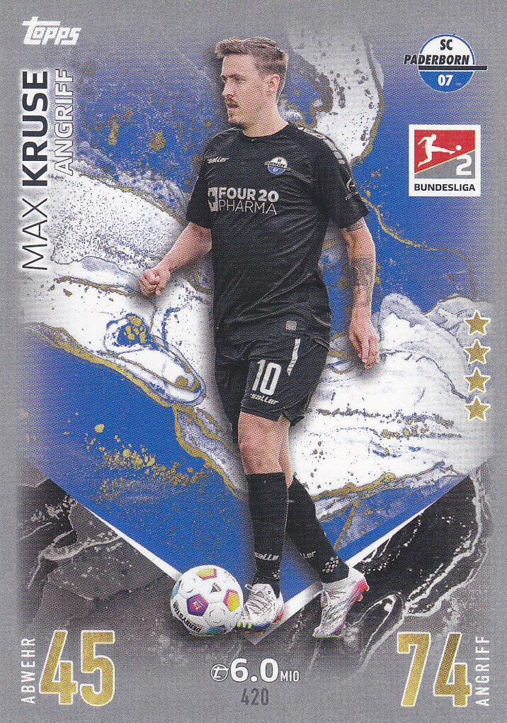 Max Kruse / SC Paderborn / Topps Match Attax 2023 / Basis Karte 2.Bundesliga / Nr.420