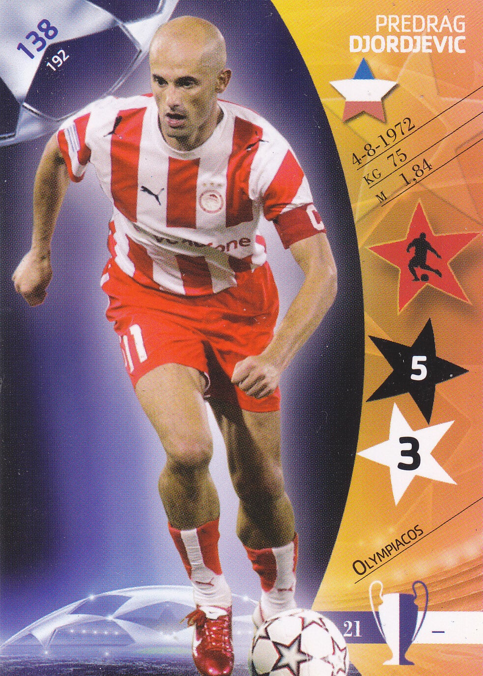 Predrag Djordjevic / Oympiacos / Panini Champions League 2007 / Basis Karte/  Nr. 138