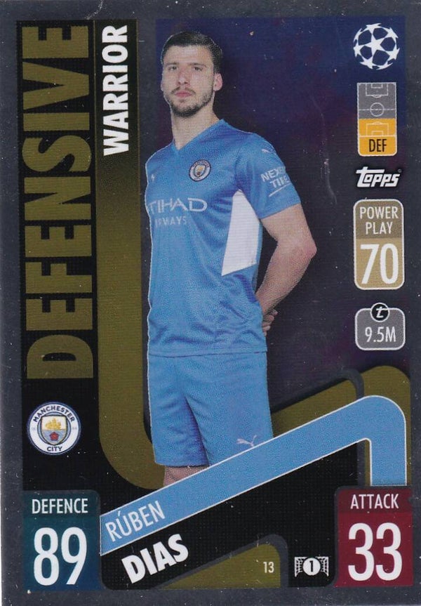 Ruben Dias / Manchester City / Topps Champions League 2021 / Defensive Warrior / Nr. 13