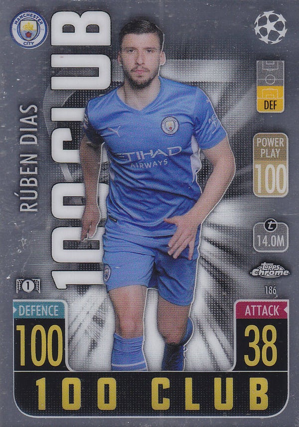 Ruben Dias / Manchester City / Topps Champions League 2021 / Club 100 / Chrome / Nr. 186