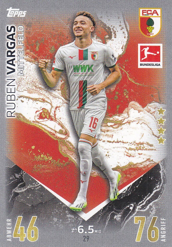 Ruben Vargas / FC Augsburg / Topps Match Attax 2023 / Basis Karte / Nr.29