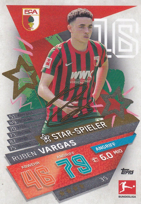 Ruben Vargas / FC Augsburg / Topps Match Attax 2021 / Star-Spieler / Nr.35