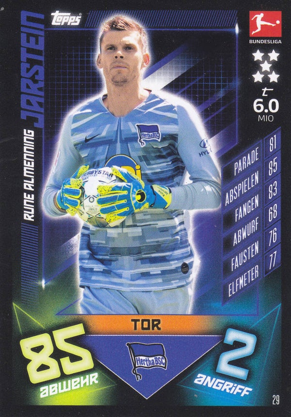 Rune Almenning Jarstein / Hertha BSC Berlin / Topps Match Attax 2019 / Basis Karte / Nr. 29