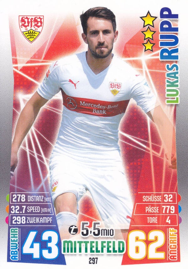 Lukas Rupp / VFB Stuttgart / Topps Match Attax 2015 / Basis Karte / Nr. 297