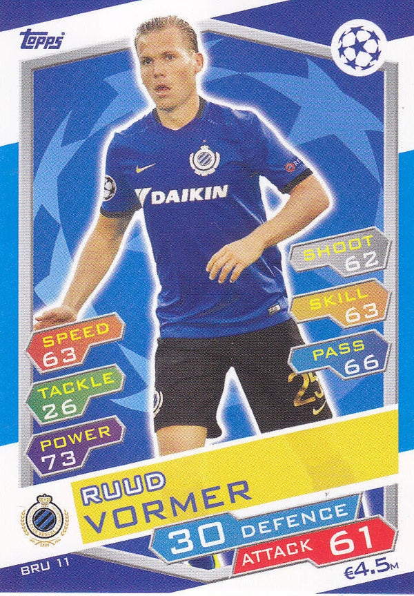 Ruud Vormer / KV Brügge / Topps Champions League 2016 / Basis Karte / Nr. BRU 11