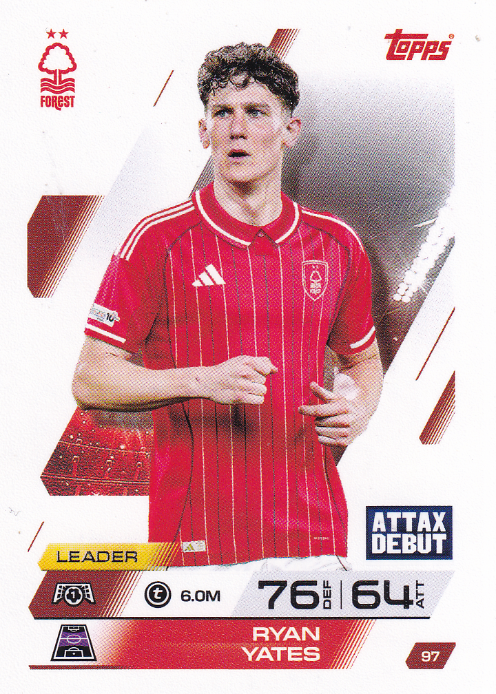 Ryan Yates - Nottingham Forest - Topps Champions League 2025 - Basis Karte - Nr. 97