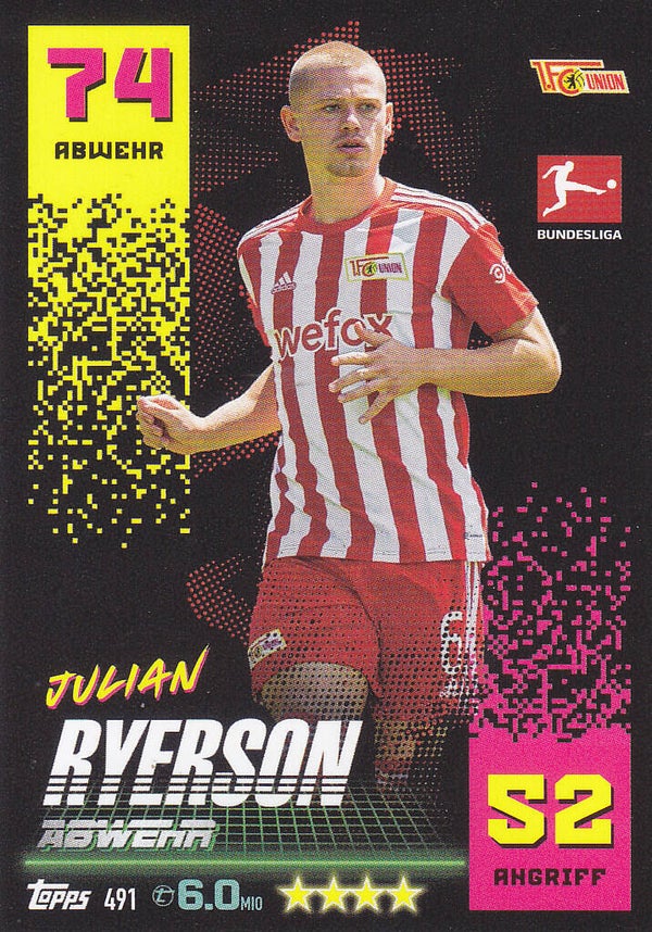 Julian Ryerson 1.FC Union Berlin Basis Karte Nr.491