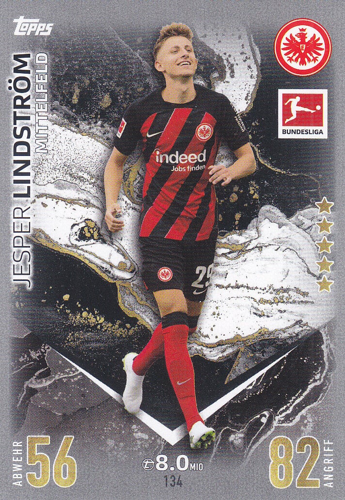 Jesper Lindström / Eintracht Frankfurt / Topps Match Attax 2023 / Basis Karte / Nr.134