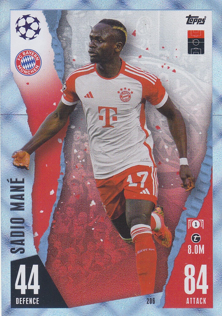 Sadio Mane / FC Bayern München / Topps Champions League 2023 / Chrystal Blue / Nr. 206