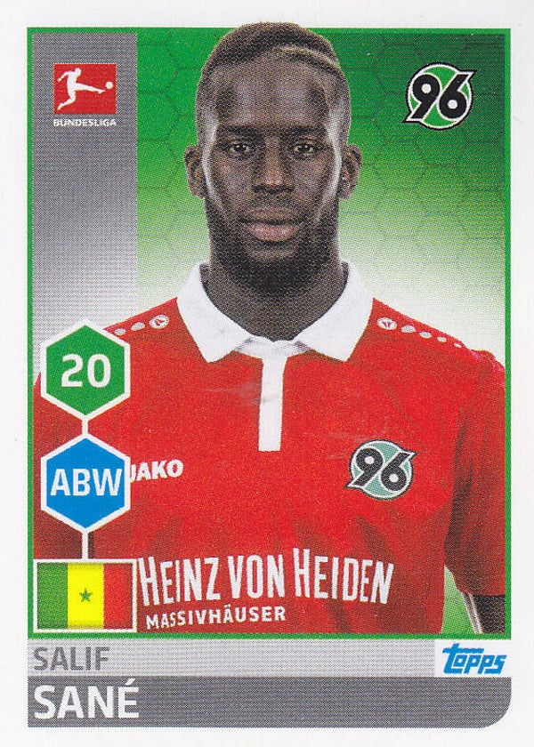 Salif Sane / Hannover 96 / Topps Bundesliga 2017 / Basis Bild / Nr.114