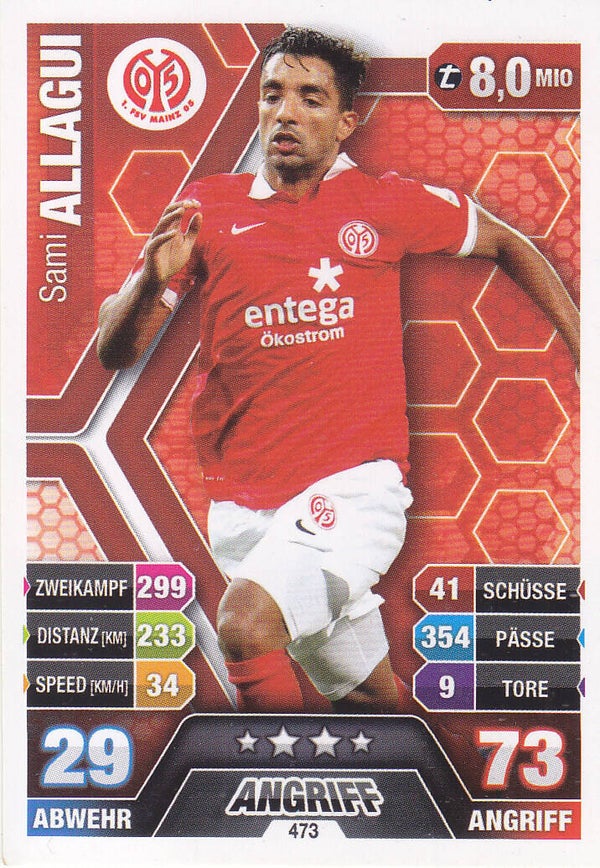 Sami Allagui / 1.FSV Mainz 05 / Topps Match Attax 2014 / Basis Karte / Nr.473