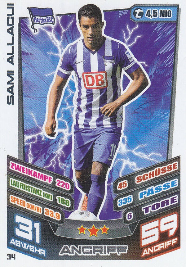 Sami Allagui / Hertha BSC Berlin / Topps Match Attax 2013 / Basis Karte / Nr. 34