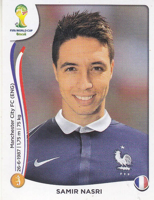 Samir Nasri / Frankreich / Panini WM 2014 / Basis Bild / Nr. 388