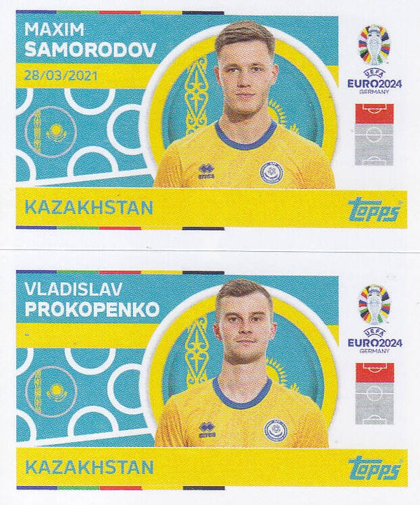 Maxim Samorodov & Vladislav Prokopenko / Kasachsthan / Topps EM 2024 / Basis Doppelbild / KAZ 14 KAZ 15