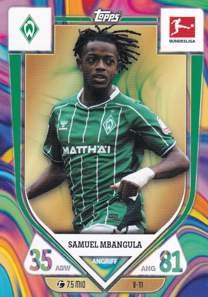 Samuel Mbangula - SV Werder Bremen - Topps Match Attax 2025 - Pink Edition - Nr. U-11