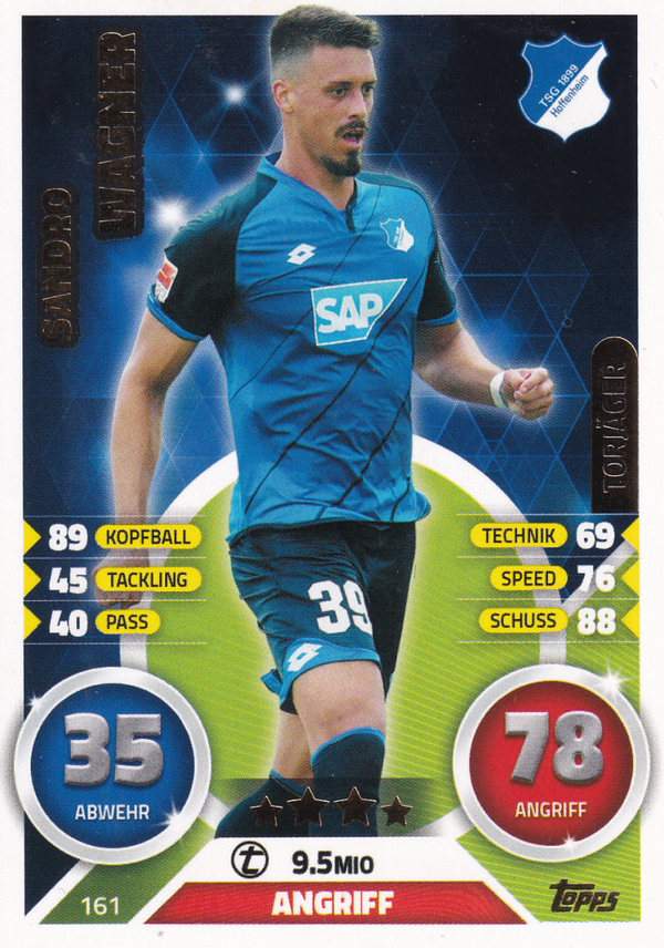 Sandro Wagner - TSG Hoffenheim - Topps Match Attax 2016 - Torjäger - Nr. 161