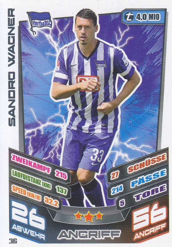 Sandro Wagner / Hertha BSC Berlin / Topps Match Attax 2013 / Basis Karte / Nr. 36