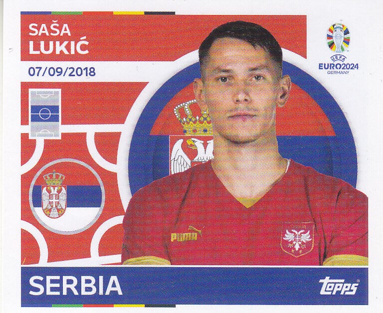 Sasa Lukic / Serbien / Topps EM 2024 / Basis Bild / Nr. SRB 13
