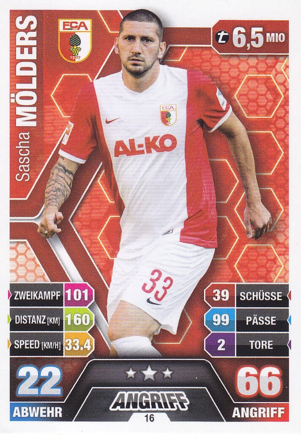 Sascha Mölders / FC Augsburg / Topps Match Attax 2014 / Basis Karte / Nr.16