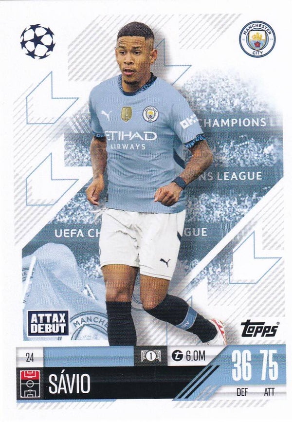 Savio - Manchester City - Topps Champions League 2024 - Basis Karte - Nr. 24