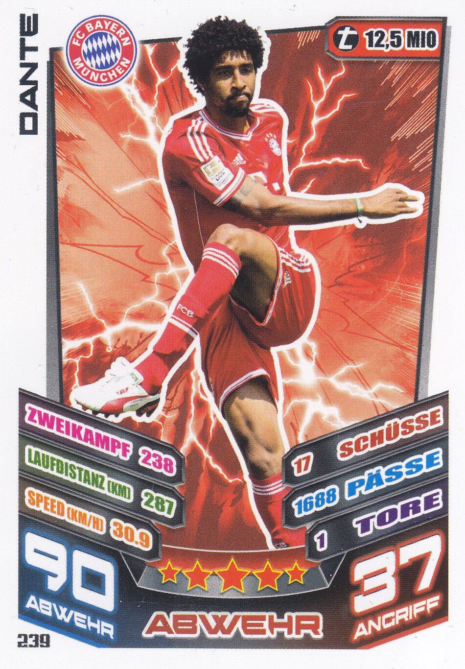 Dante / FC Bayern München / Topps Match Attax 2013 / Basis Karte / Nr. 239
